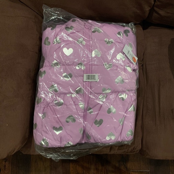 Toddler Girls’ Hearts Snowsuit with Bib Purple - Picture 3 of 3